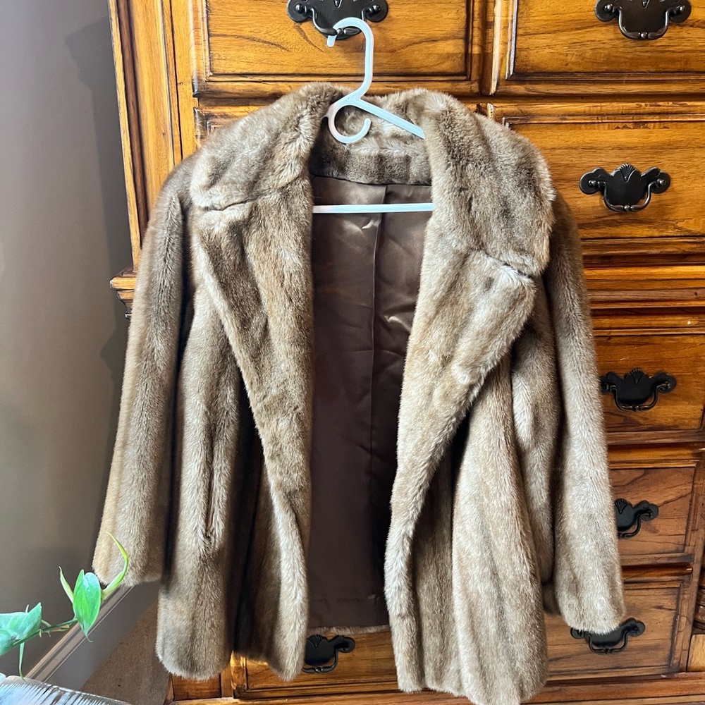 Brown faux fur coat